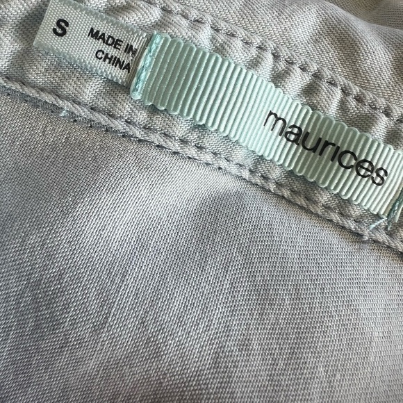 Maurices Small Denim Chambray Long Sleeve Button Up Shirt Bleached Dip Dye - Picture 5 of 7